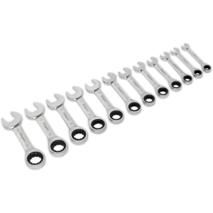 Image of Siegen 12 Piece Stubby Ratchet Combination Spanner Set Metric