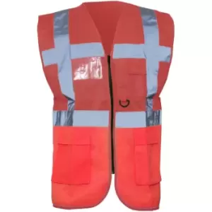 image of Yoko Hi-Vis Premium Executive/Manager Waistcoat / Jacket (Pack of 2) (M) (Red) - Red