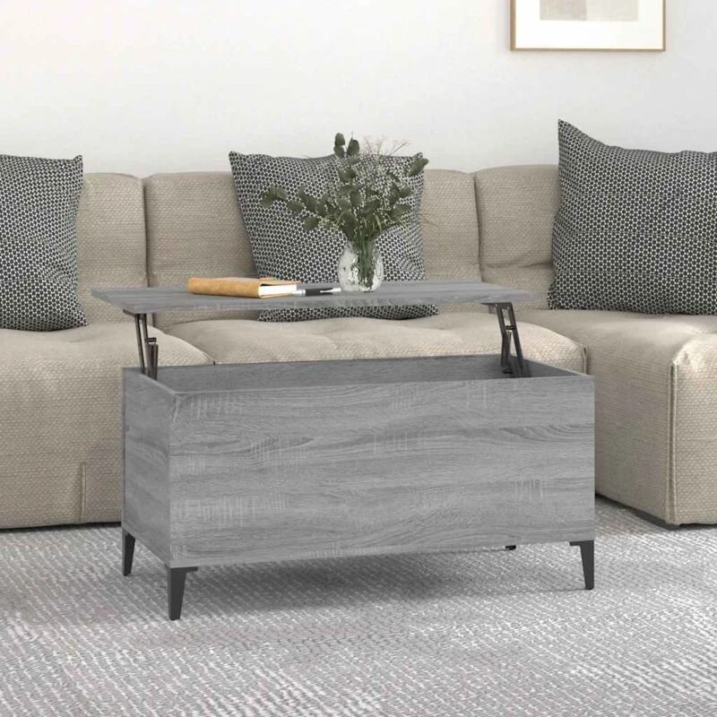 Image of Vidaxl Coffee Table Grey Sonoma 90X44.5X45cm Engineered Wood, Grey 819594