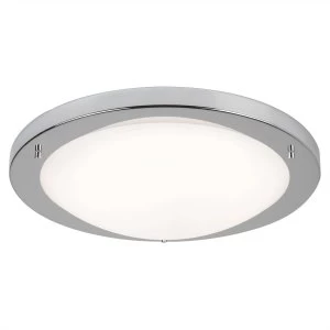 Image of LED Large Round Bathroom Flush Ceiling Light Satin Silver, White IP44