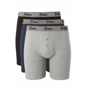 Duke London Mens Driver Kingsize Cotton Boxer Shorts (Pack Of 3) (10XL) (Black/Grey/Navy)