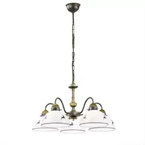 Image of Kolarz Nonna Multi Arm Pendant Ceiling Light 5 Light Antique Brass