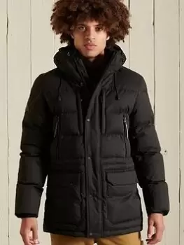 Image of Superdry Microfibre Expedition Parka Coat - Black, Size 3XL, Men