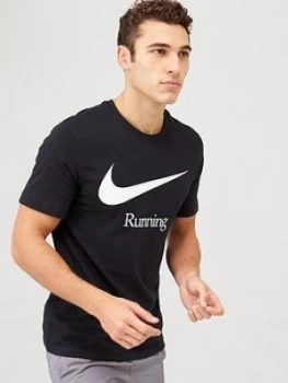 Image of Nike Dry HBR Running T-Shirt - Black/White Size M Men