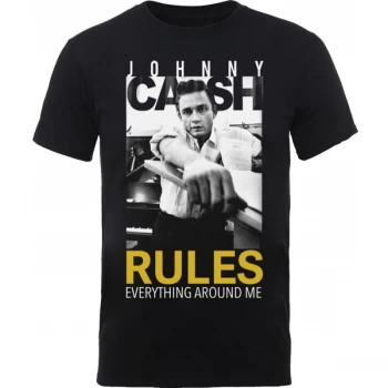Image of Johnny Cash Rules Everything Mens Large T-Shirt - Black