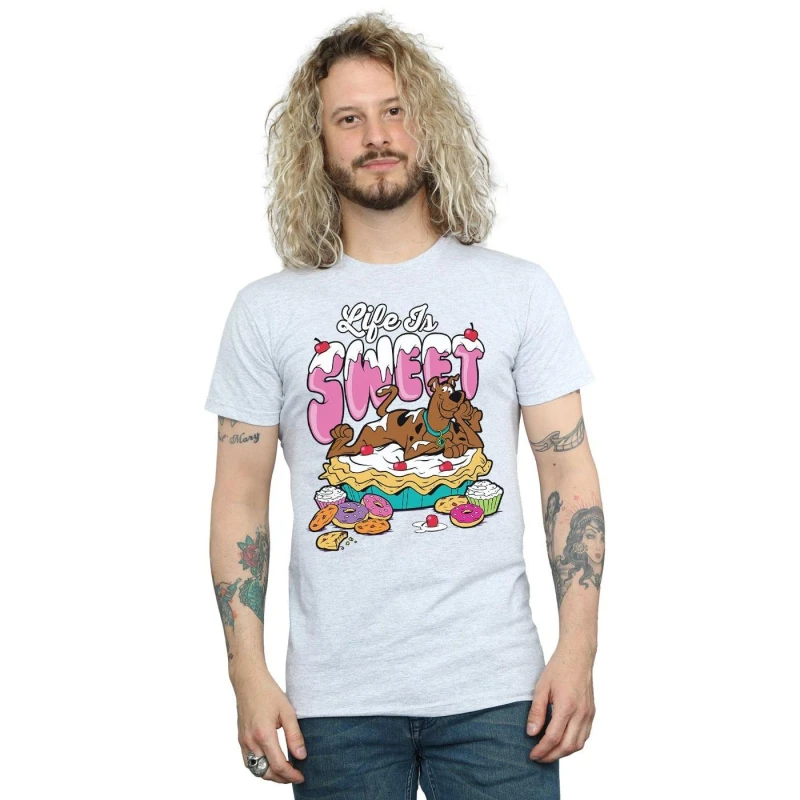 Image of Scooby Doo Scooby Doo Men Life Is Sweet T-Shirt in Grey Size: Small Grey S Male 5063377464993