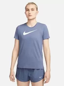 Image of Nike Swoosh Short Sleeve T-Shirt - Blue Size L, Women