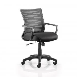 image of Trexus Vortex Task Operator Chair With Arms Mesh Back Black Ref