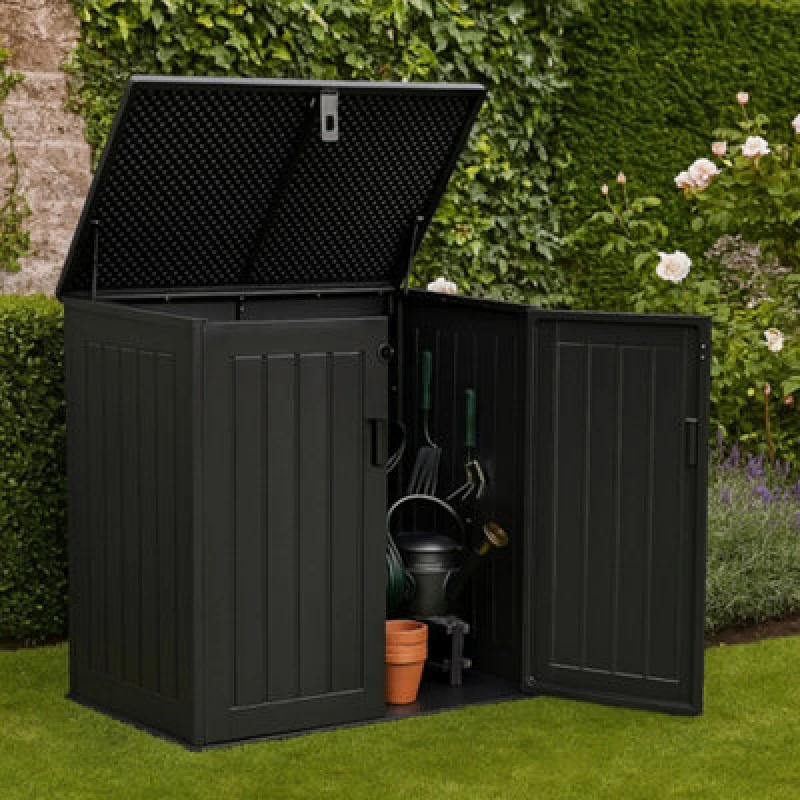 Image of Jack Stonehouse Garden Storage Cabinet 775L Black 115Cm Outdoor Tool & Equipment Box Locker