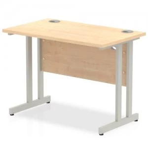 Image of Impulse 1000/600 Rectangle Silver Cantilever Leg Desk Maple