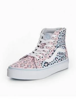 Image of Vans Uy Sk8 hi Zip 2 tone Leopard Childrens Trainer Pink Size 1