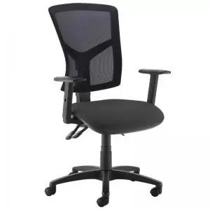 Image of Senza high mesh back operator chair with adjustable arms - black