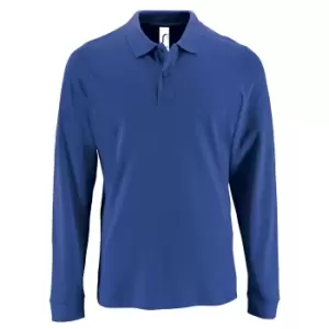 Image of SOLS Mens Perfect Long Sleeve Pique Polo Shirt (3XL) (Royal Blue)