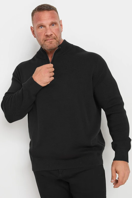 Image of BadRhino BadRhino Men Milano Quarter Zip Jumper in Black Size: 4X-Large Black 4XL Male 5063111713592
