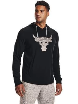 image of Under Armour Training Project Rock Terry Hoodie - Black/White, Size 2XL, Men