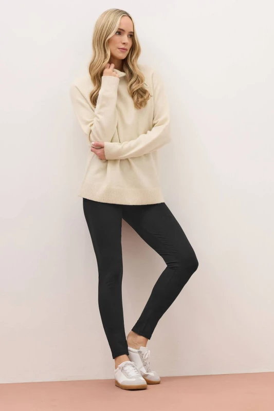 Image of Long Tall Sally Womens Tall Cotton Stretch Leggings in Black Size: 24 Black Female 24