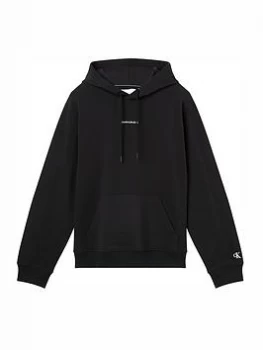 Image of Calvin Klein Jeans CK Jeans Micro Branding Overhead Hoodie - Black Size M Men