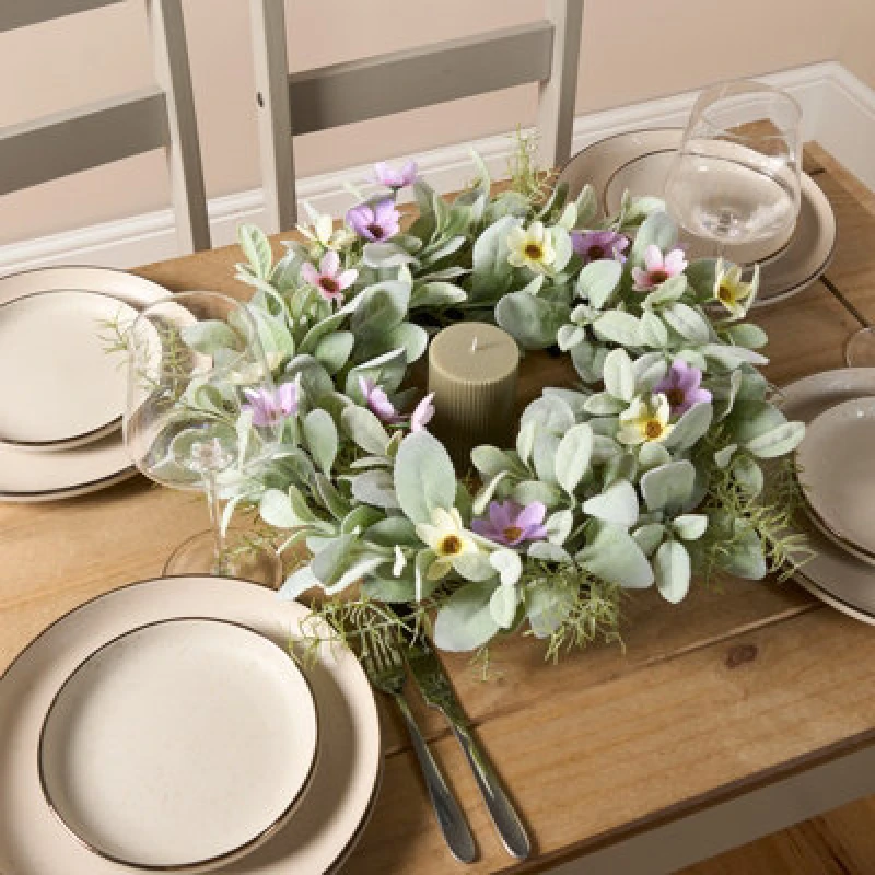 Image of OHS OHS Artificial Flower Wreath Door Wall Home Party Table Decorations Winter Spring in Pink Pink One Size Unisex 5027434196234