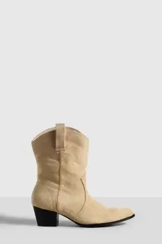 Image of Wide Fit Basic Tab Detail Western Cowboy Ankle Boots