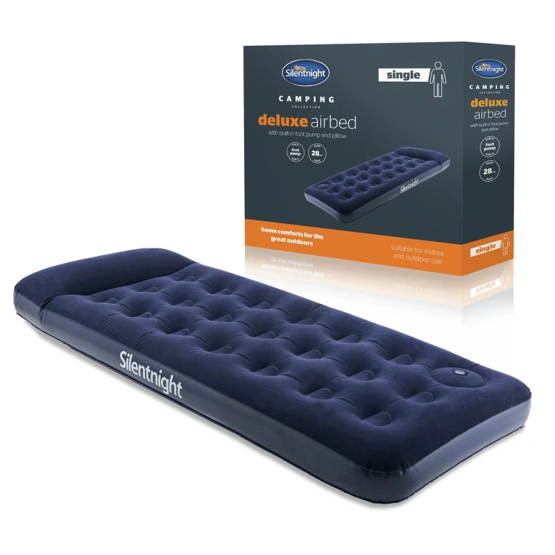 Image of Single Flock Airbed with Footpump in Blue