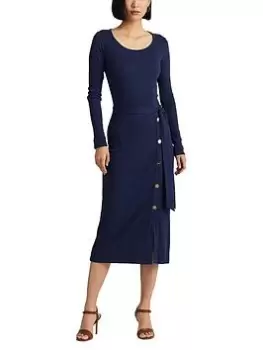 Image of Lauren by Ralph Lauren Parissa-long Sleeve-day Dress - French Navy, Size 10, Women