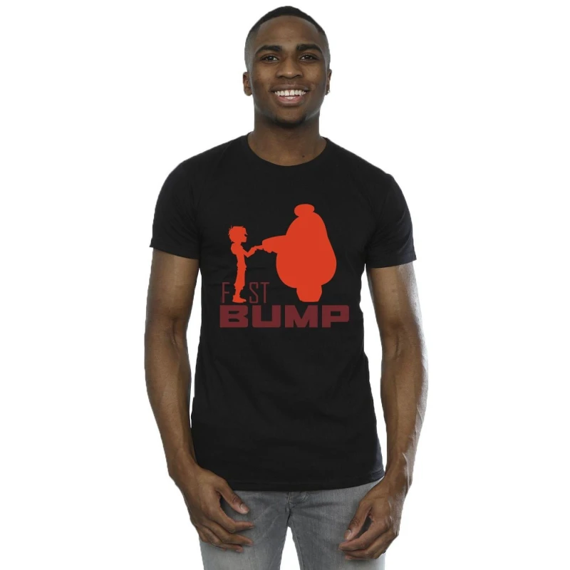 Image of Disney Men Big Hero 6 Baymax Fist Bump Cutout T-Shirt in Black Size: Small Black S Male 5059934890244