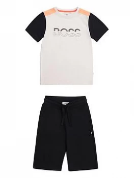 image of Hugo Boss Logo T-Shirt and Bermuda Shorts Set White/Black Size 10 Years Boys