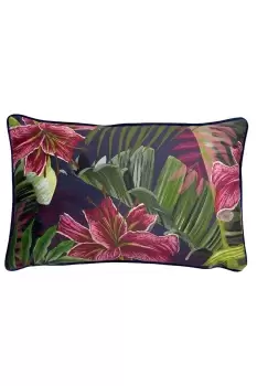 Image of Kala Floral Printed Piped Velvet Reverse Cushion