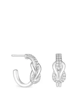 image of Simply Silver Sterling Silver 925 Cubic Zirconia Knot Hoop Earrings