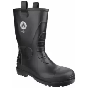 image of Amblers Safety Unisex FS90 Waterproof Pull On Safety Rigger Boot (7 UK) (Black) - Black