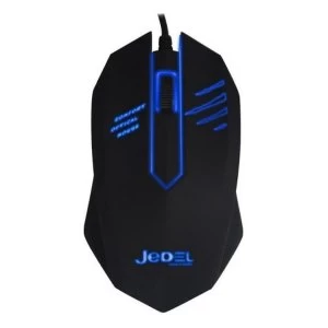 Image of Jedel (M20) Wired Optical LED Gaming Mouse, 2000 DPI, USB, Black, Blue LED
