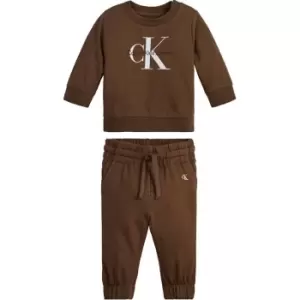 Image of Calvin Klein Jeans Monogram Cn Sweatshirt Set - Brown