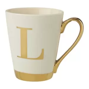 Bone China White/Gold L Alphabet Mug