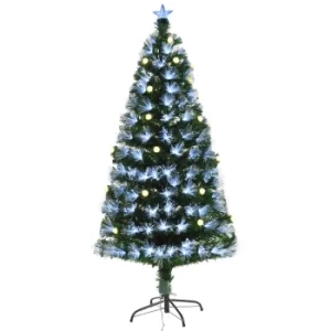 image of HOMCOM HOMCM 6ft White Light Artificial Christmas Tree w/ 230 LEDs Star Topper Tri-Base Full Bodied Seasonal Decoration Pre-Lit Home