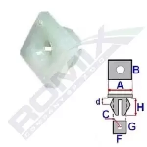 Image of ROMIX Clip, trim-/protection strip B23204 TOYOTA,MAZDA,Yaris Schragheck (_P9_),AVENSIS Kombi (T25),AYGO (WNB1_, KGB1_)