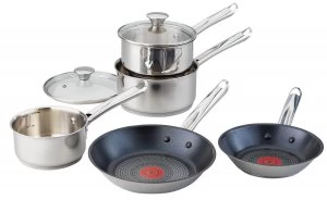 image of Tefal 5 Piece Non Stick Stainless Steel Pan Set