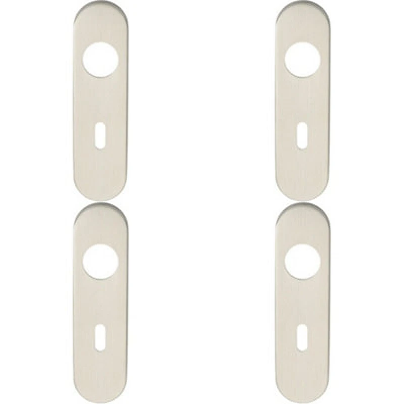 Image of Loops 4x PAIR Radius Standard Lock Handle Key Plates 170 x 45 x 8mm Satin Steel Metallics unisex