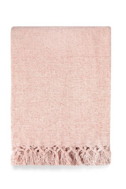 Image of Emma Barclay Darcy Tassel Blanket/throw For Sofa Chair Bed Blush 130X150Cm