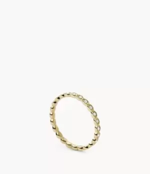 Image of Fossil Women All Stacked Up Gold-Tone Stainless Steel Band Ring