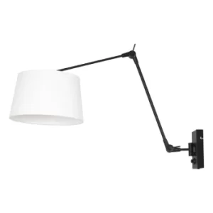 Image of Prestige Chic Cylindrical Pendant Ceiling Light Matt Black, Linen White
