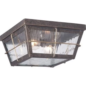 Image of 2 Light Outdoor Flush Mount - Imperial Bronze Finish, E27