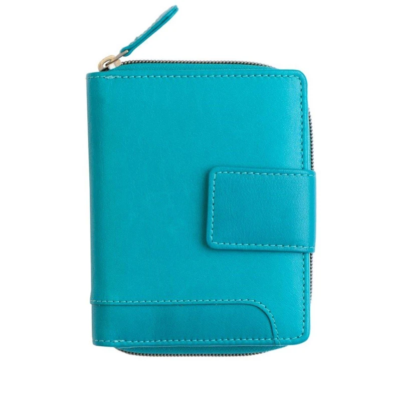 Image of PRIMEHIDE 'Velura' Leather Medium Zip Around Trifold Purse Turquoise