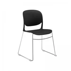 Image of Verve multi-purpose chair with chrome sled frame - black