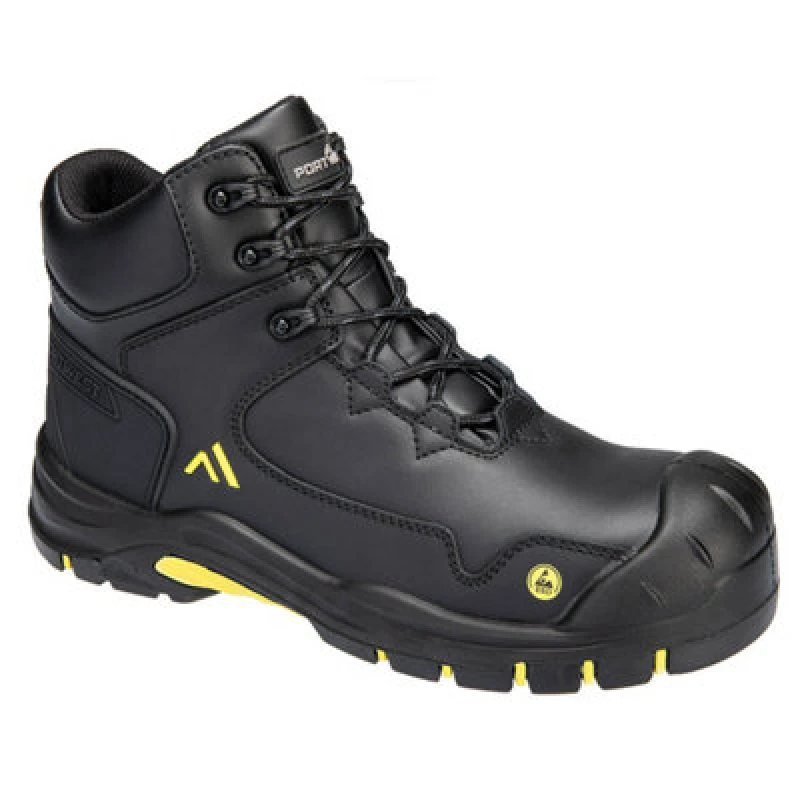 Image of Portwest Apex Composite Mid ESD Safety Boots FC18BKY47 Colour: Black / Yellow