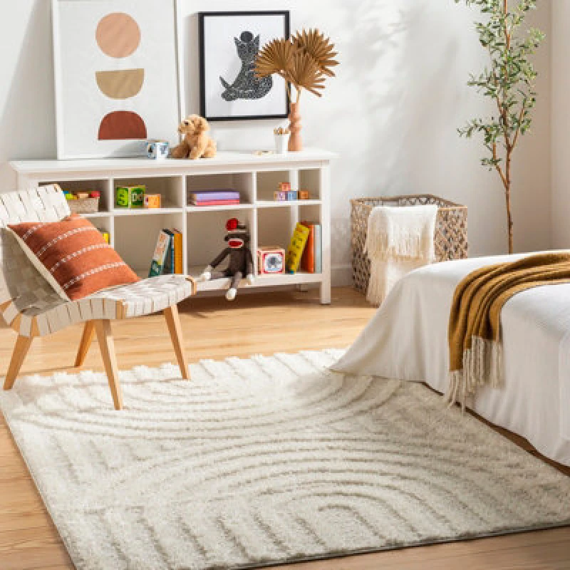 Image of Livabliss Shaggy Modern Plush Pile Light Grey Marava Area Rug 160 X 213cm - Easy Care, Non Shedding, Ideal For Living Room & Bedroom