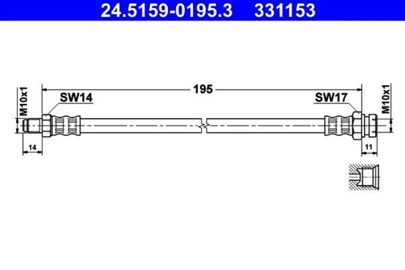 Image of ATE 24.5159-0195.3 Brake Hose Brake Hose (83)