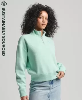 image of Superdry Womens Organic Cotton Vintage Logo Henley Sweatshirt Green / Minted Marl - Size: 14