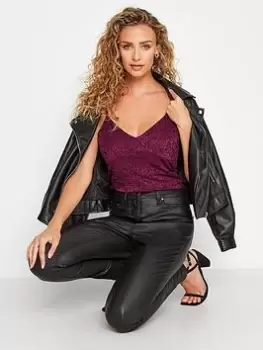 Image of Long Tall Sally Lace Bodysuit - Dark Red, Red, Size 8, Women