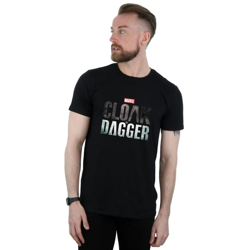 Image of Marvel Marvel Men Cloak And Dagger Logo T-Shirt in Black Size: Small Black S Male 5057864490046