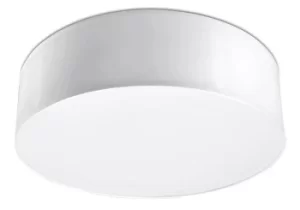 image of 2 Light Flush Round Ceiling Light White, E27